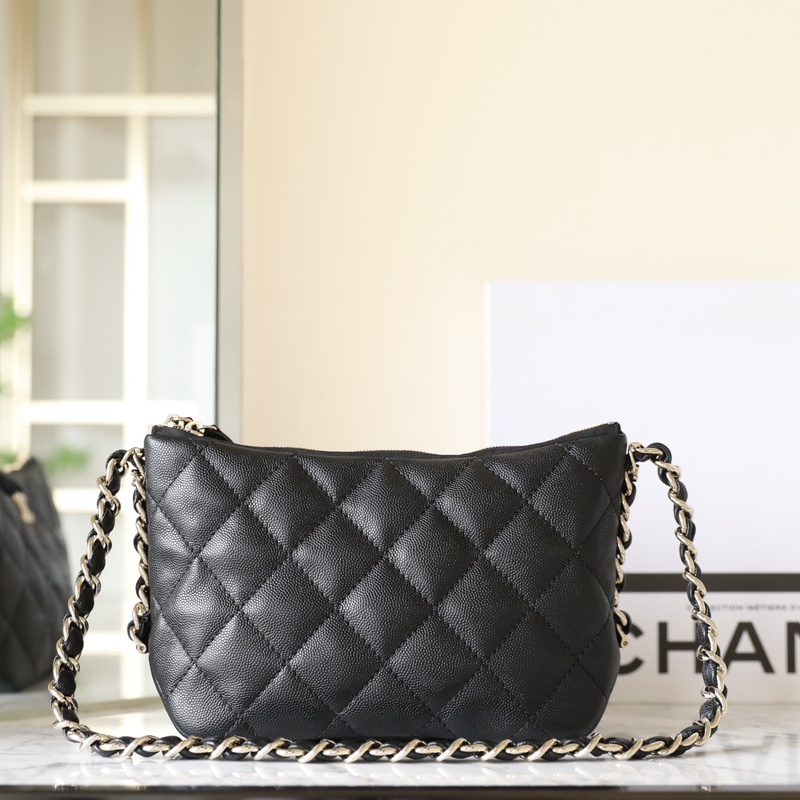 Chanel 24P ball pattern cowhide shoulder bag black