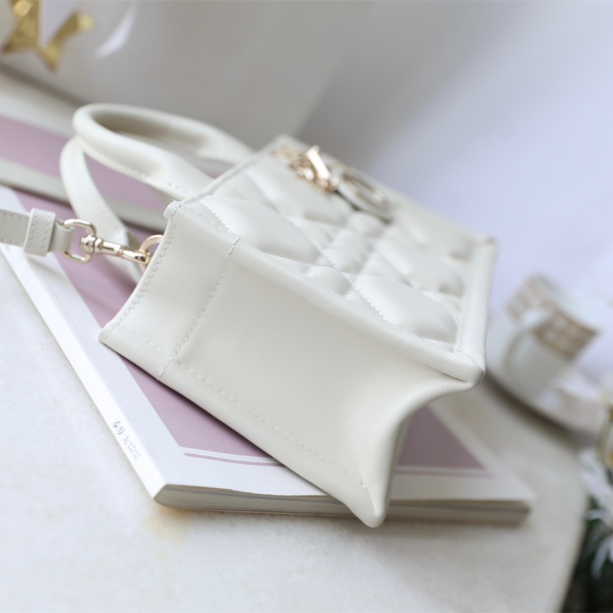 Dior Book Tote Series S5573O White Leather Shoulder Bag