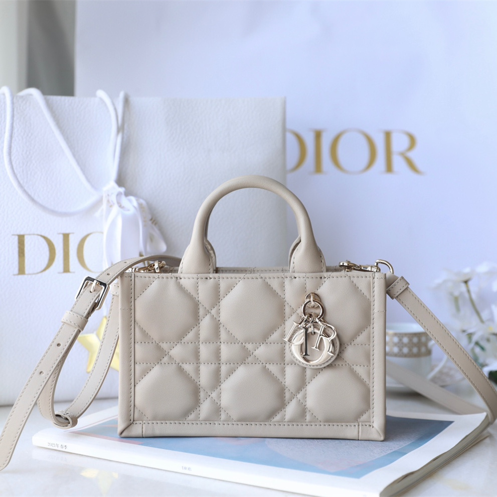 Dior Book Tote Series S5573O Light Khaki Leather Shoulder Bag