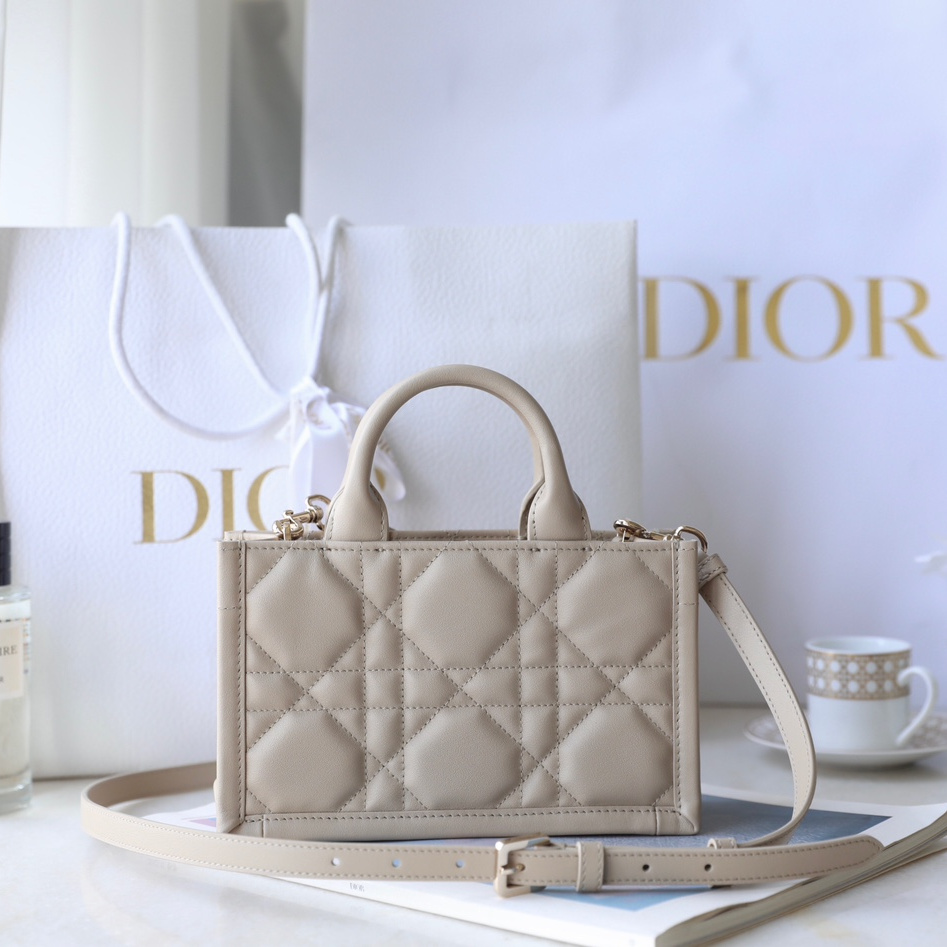 Dior Book Tote Series S5573O Light Khaki Leather Shoulder Bag