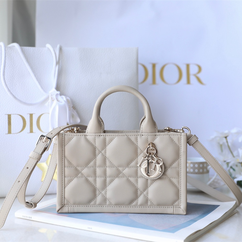 Dior Book Tote Series S5573O Light Khaki Leather Shoulder Bag