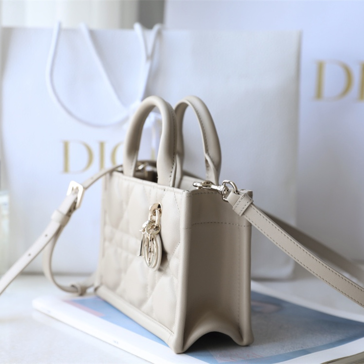 Dior Book Tote Series S5573O Light Khaki Leather Shoulder Bag