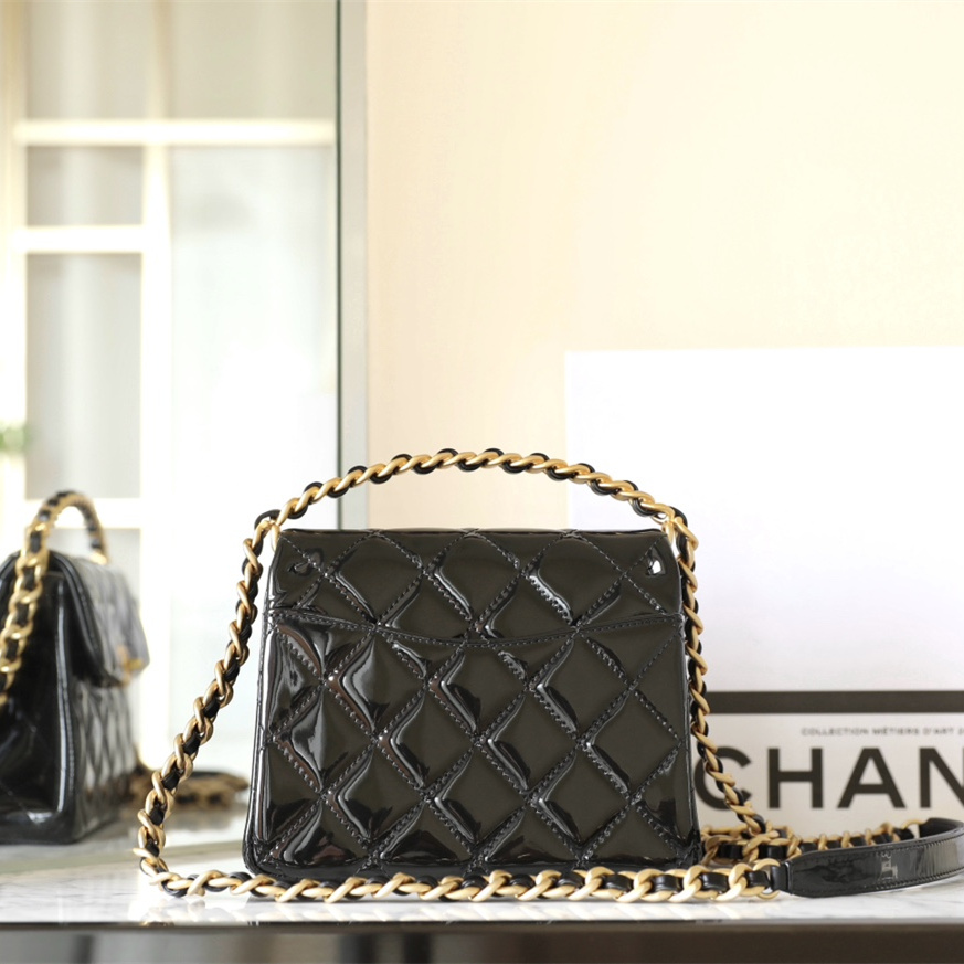 Chanel 24S black patent leather shoulder bag