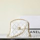 Chanel 24S braided chain top handle flap mini white grain cowhide