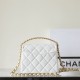 Chanel 24S braided chain top handle flap mini white grain cowhide