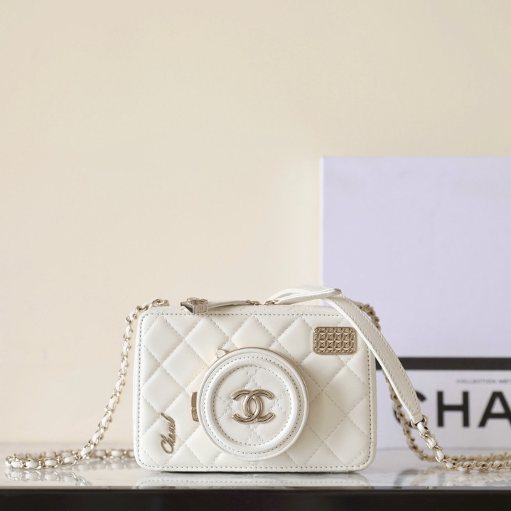 Chanel 24S limited edition camera bag white lambskin light gold hardware