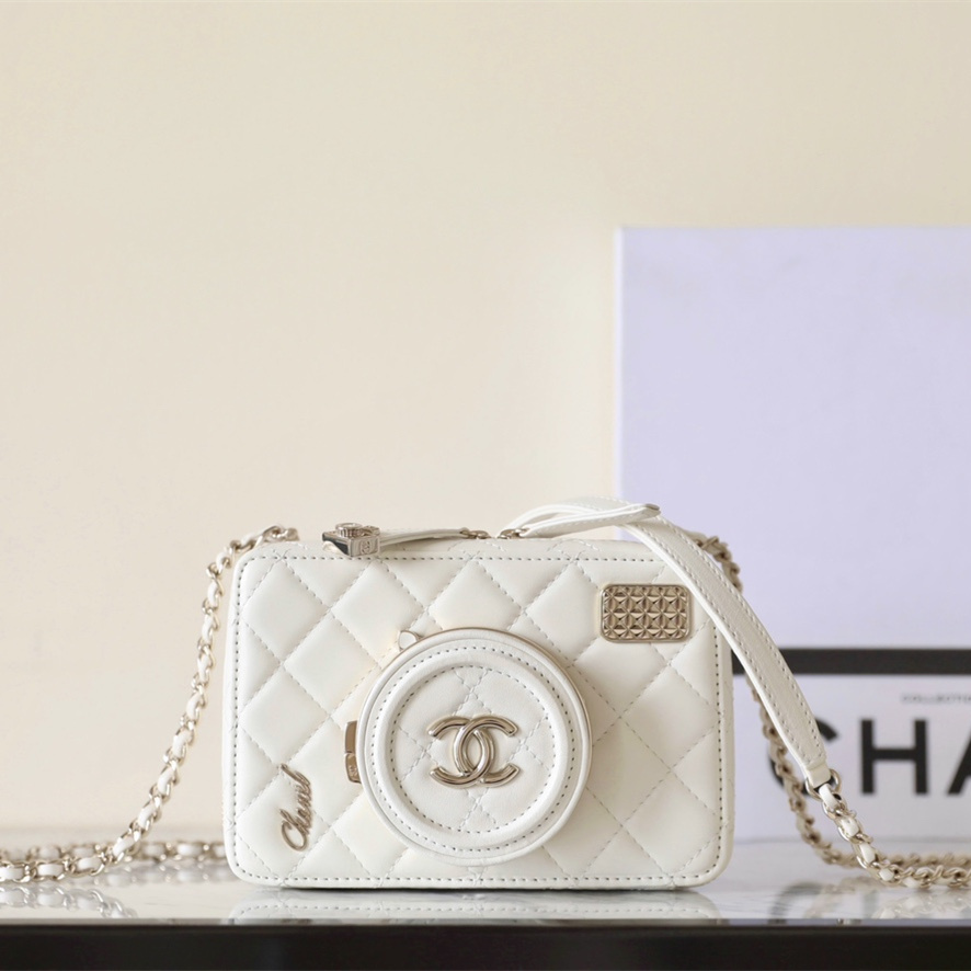 Chanel 24S limited edition camera bag white lambskin light gold hardware