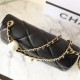 Chanel 24S mini square pearl flap bag black lambskin brushed gold hardware