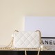 Chanel 24S mini square pearl flap bag white lambskin brushed gold hardware