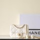 Chanel 24S mini square pearl flap bag white lambskin brushed gold hardware