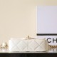 Chanel 24S mini square pearl flap bag white lambskin brushed gold hardware