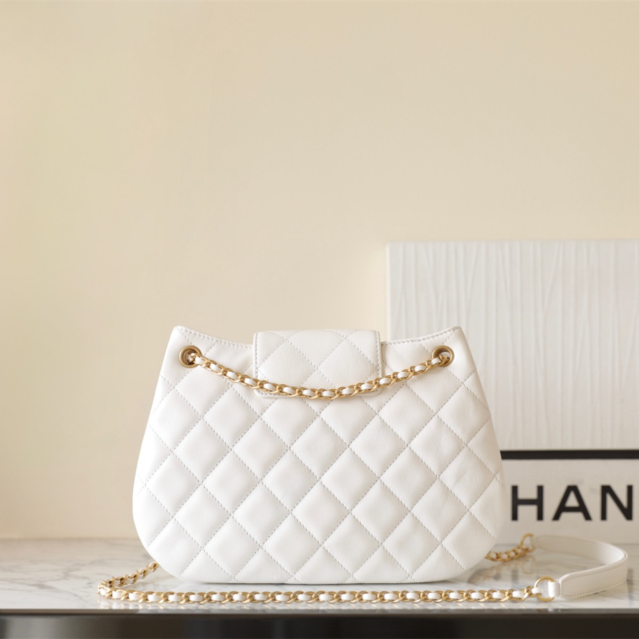 Chanel 24C series round shoulder bag white large