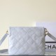 Chanel Shiny Calfskin Quilted Supple Twins Large Hobo Bag Light Grey