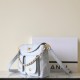 Chanel Shiny Calfskin Quilted Supple Twins Large Hobo Bag Light Grey