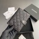 Chanel 24K series AP3824 passport holder caviar black silver buckle