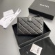 Chanel 24P series AP3825 passport holder lambskin black silver buckle