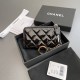 Chanel AP0221 coin purse black patent leather gold buckle