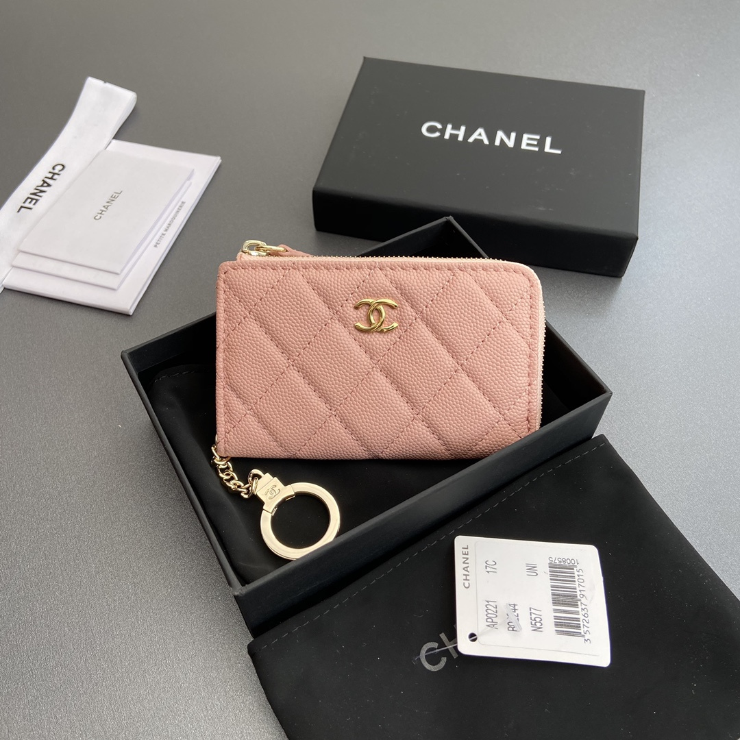 Chanel AP0223 coin purse pink caviar gold buckle