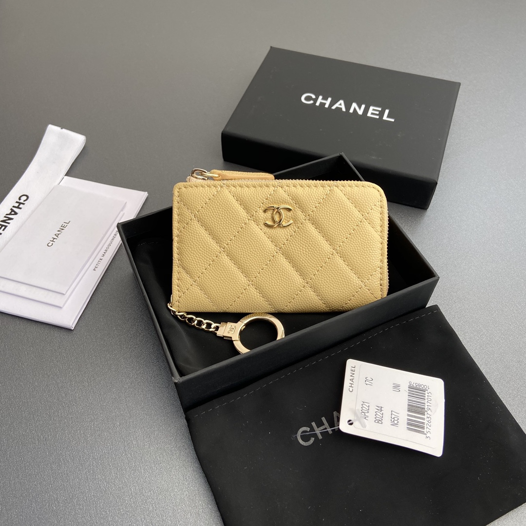 Chanel AP0223 coin purse yellow caviar gold buckle