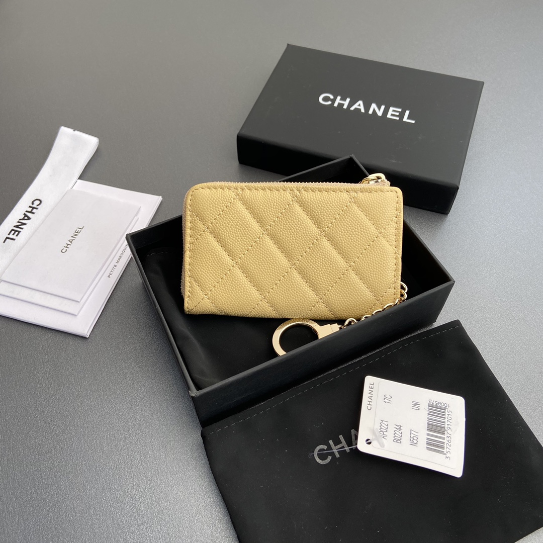 Chanel AP0223 coin purse yellow caviar gold buckle