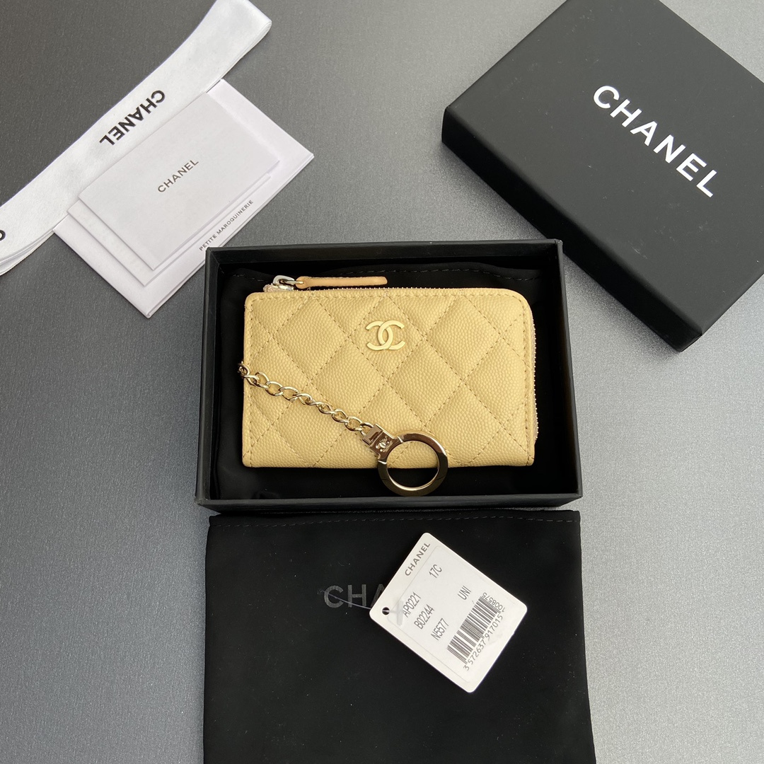 Chanel AP0223 coin purse yellow caviar gold buckle