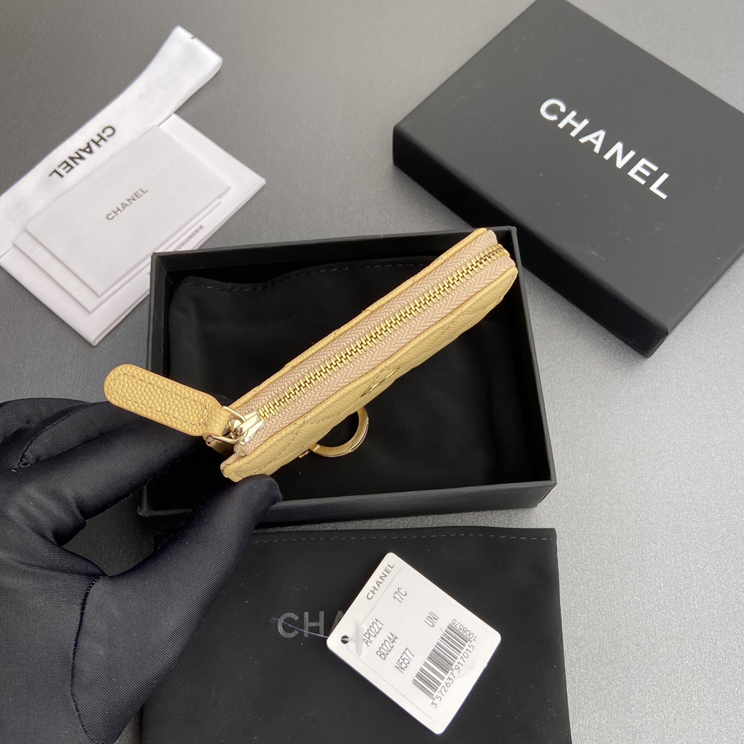 Chanel AP0223 coin purse yellow caviar gold buckle