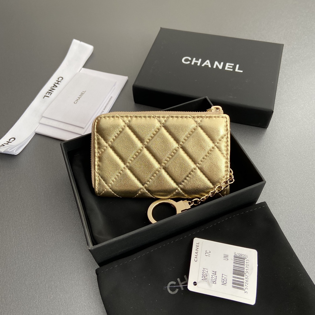 Chanel AP0224 coin purse gold lambskin gold buckle