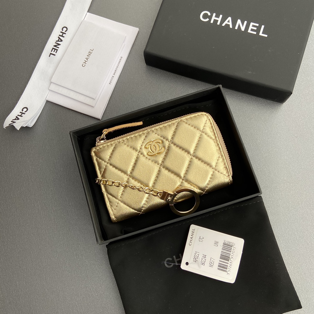 Chanel AP0224 coin purse gold lambskin gold buckle