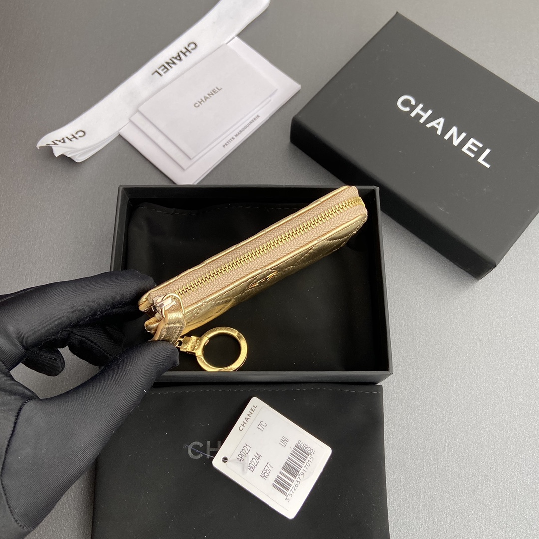 Chanel AP0224 coin purse gold lambskin gold buckle