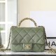 Chanel 24B series AS5032 lambskin shoulder bag green small