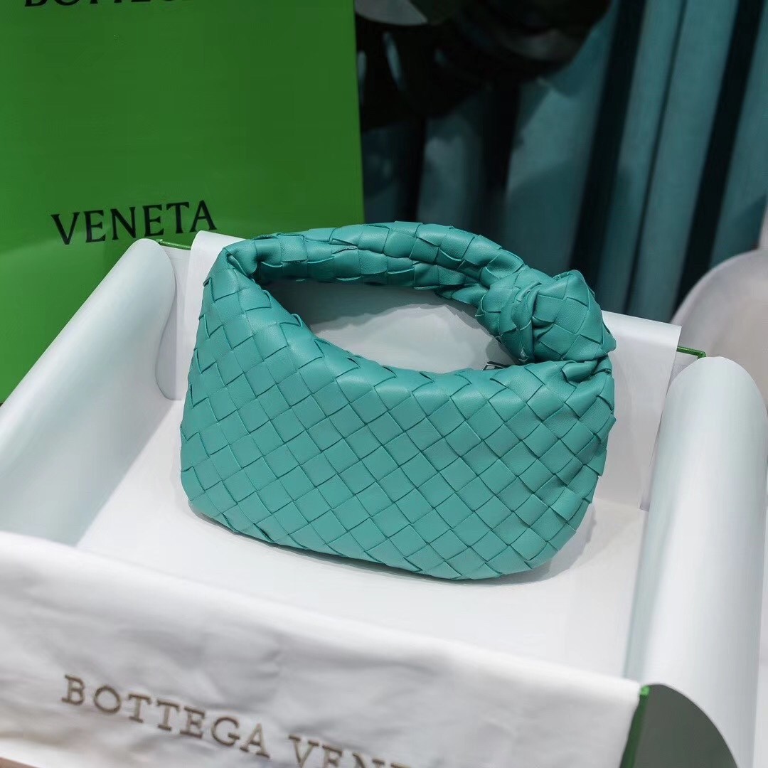 Bottega Veneta Mini BV Jodie Bag In Green Water Woven Leather