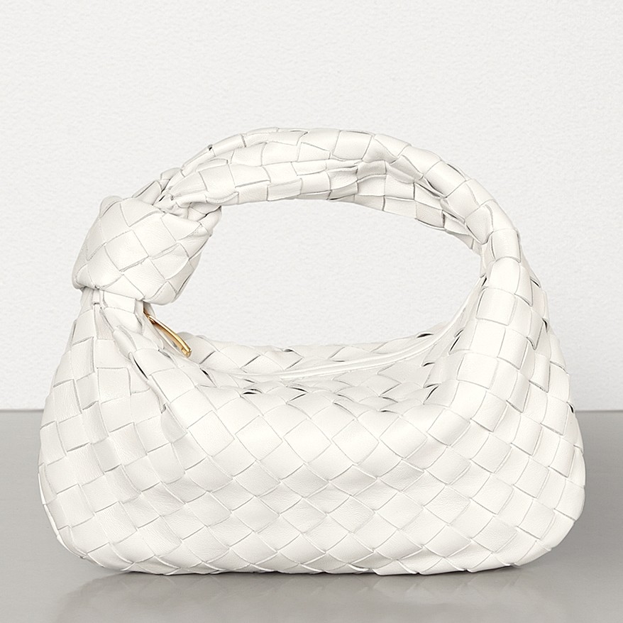 Bottega Veneta Mini BV Jodie Bag In White Woven Leather