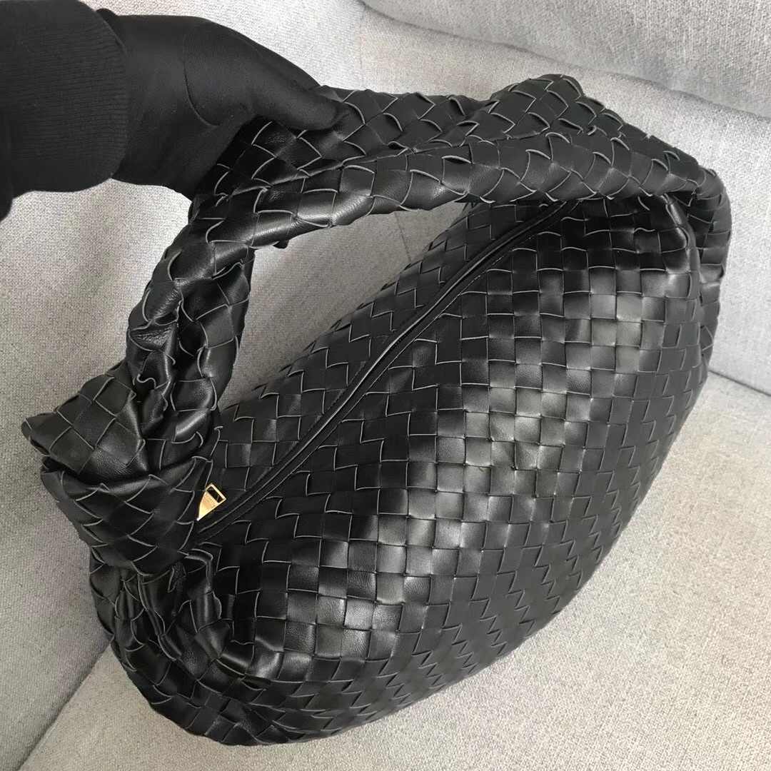 Bottega Veneta Large BV Jodie Bag In Black Woven Leather