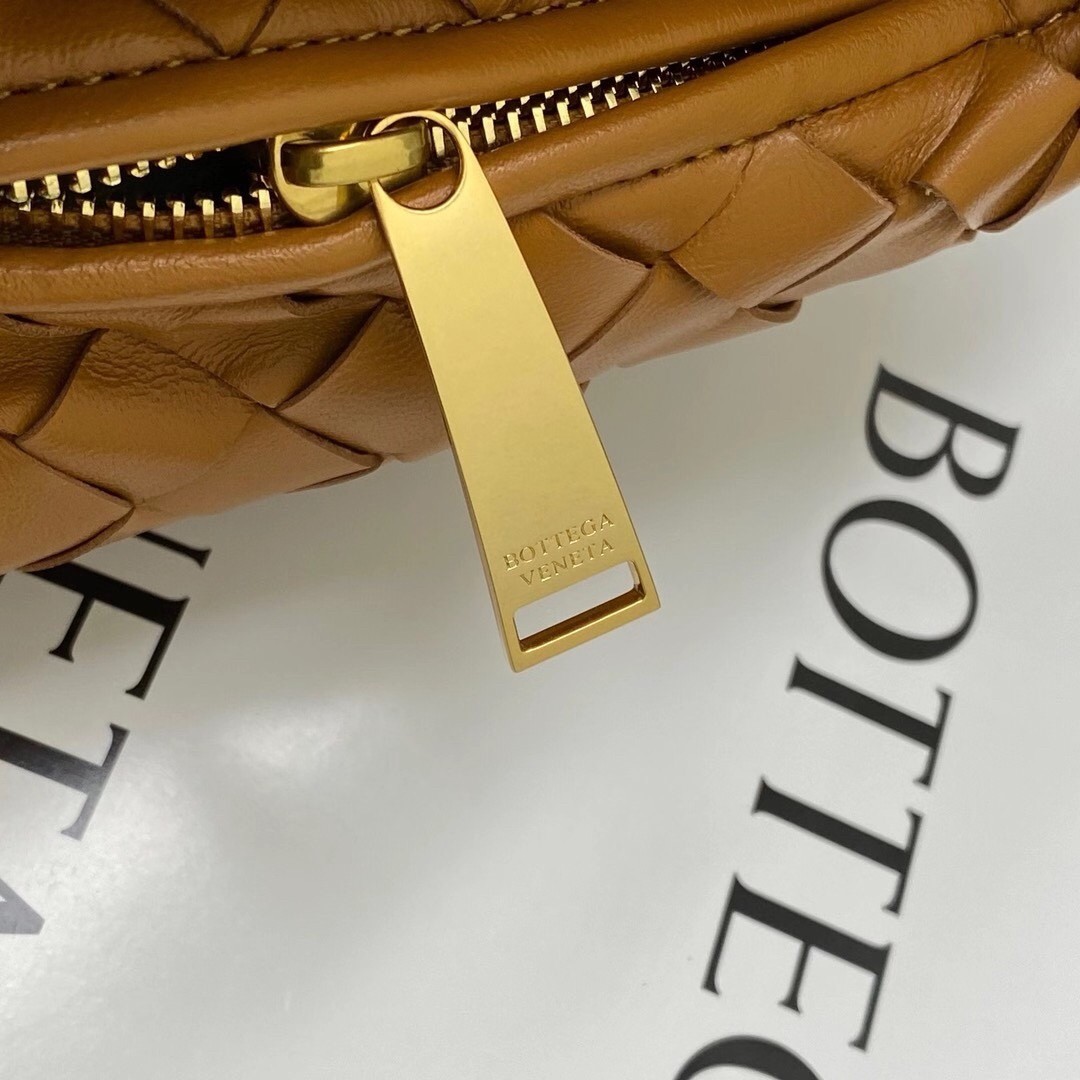 Bottega Veneta Mini BV Jodie Bag In Sandalwood Woven Leather