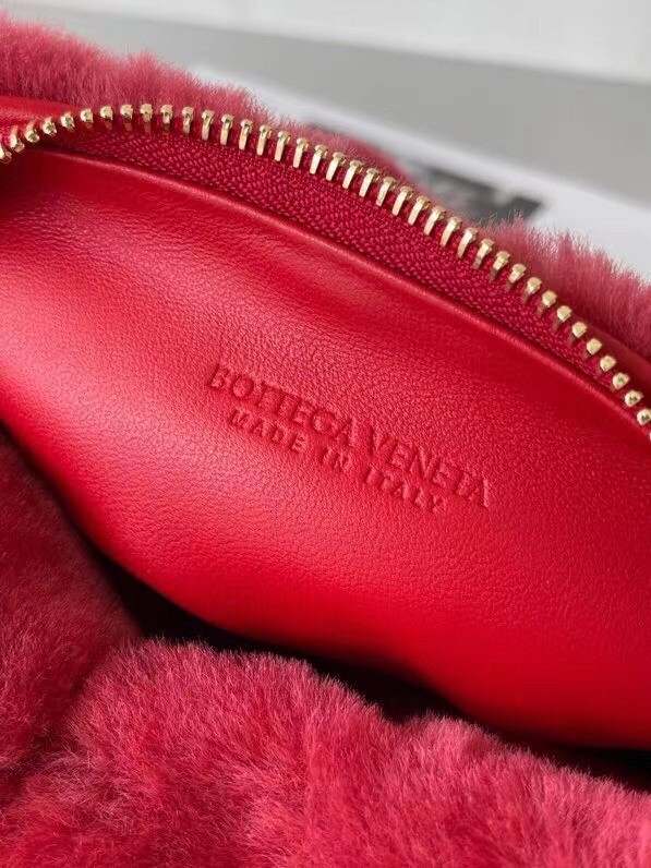 Bottega Veneta Mini BV Jodie Bag In Red Shearling