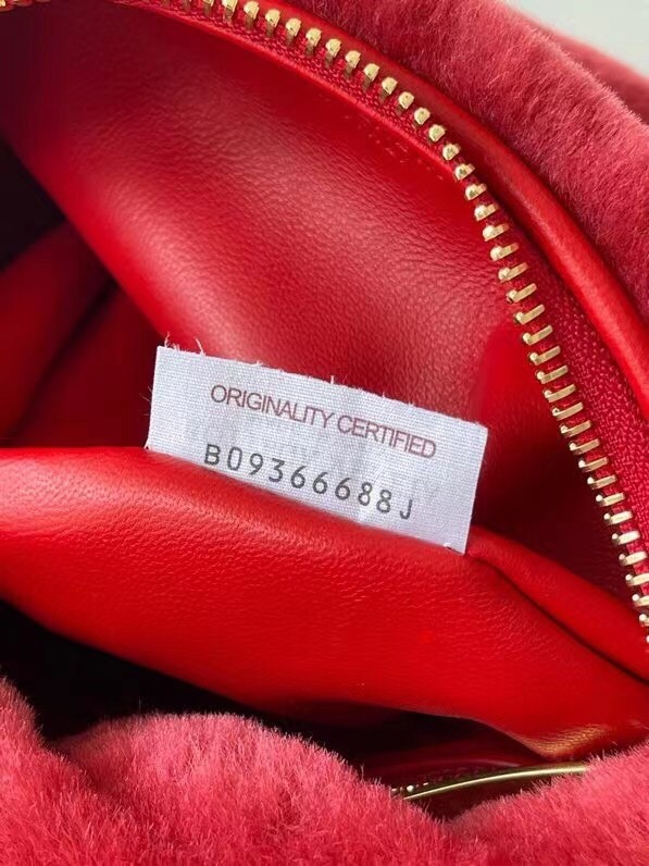 Bottega Veneta Mini BV Jodie Bag In Red Shearling