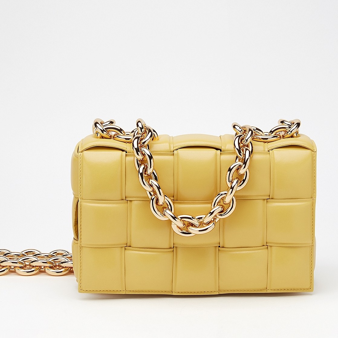 Bottega Veneta Chain Cassette Bag In Yellow Calfskin