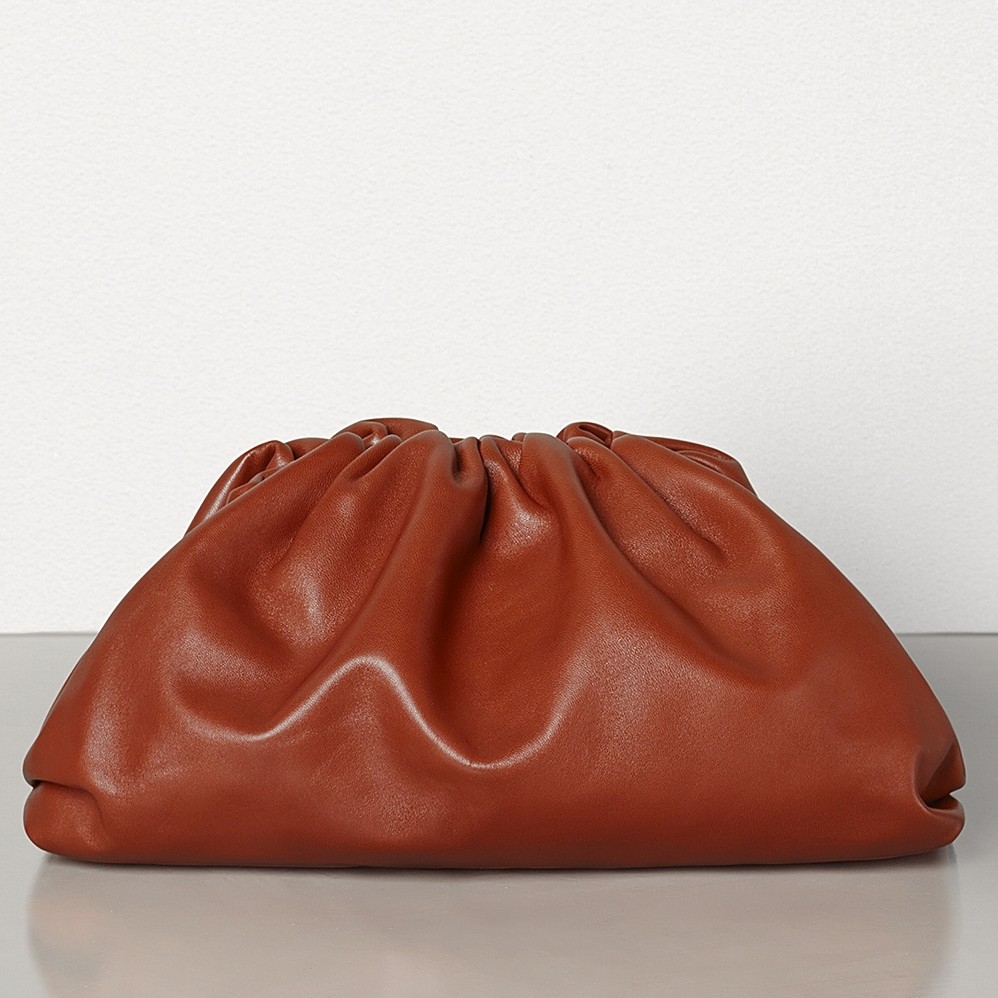 Bottega Veneta The Pouch Clutch In Rust Calfskin