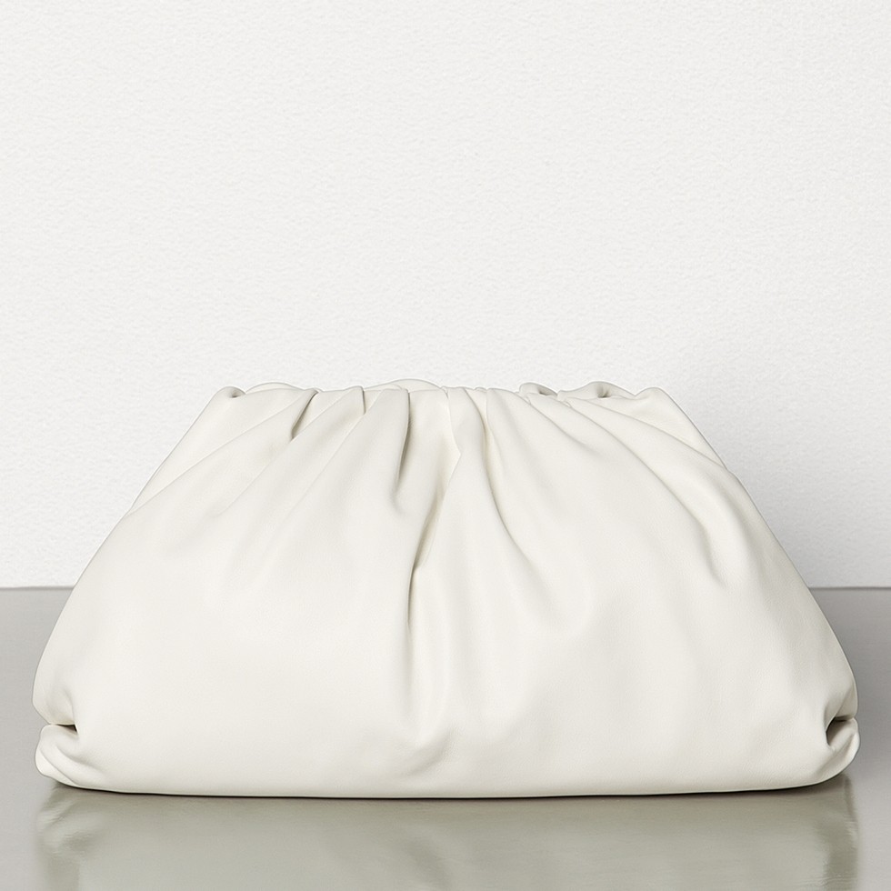 Bottega Veneta The Pouch Clutch In White Calfskin