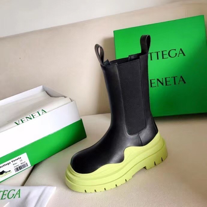 Bottega Veneta BV Tire Chelsea Boots with Yellow Outsole