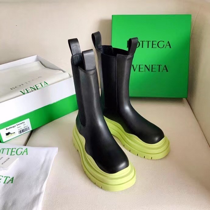 Bottega Veneta BV Tire Chelsea Boots with Yellow Outsole