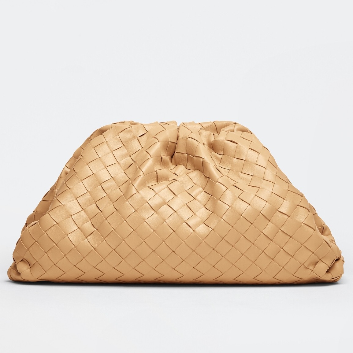 Bottega Veneta Large Pouch Clutch In Beige Intrecciato Lambskin