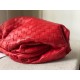 Bottega Veneta Large Pouch Clutch In Red Intrecciato Lambskin