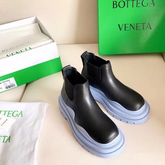 Bottega Veneta BV Tire Ankle Boots with Blue Outsole