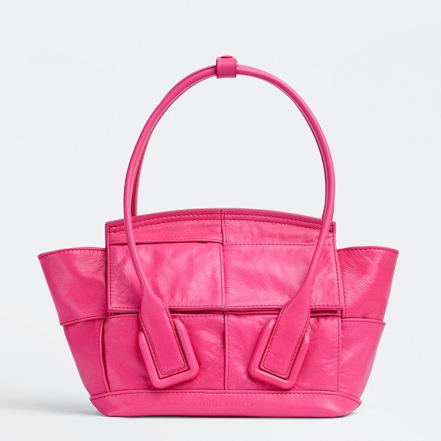 Bottega Veneta Mini Arco Bag In Pink Intrecciato Leather