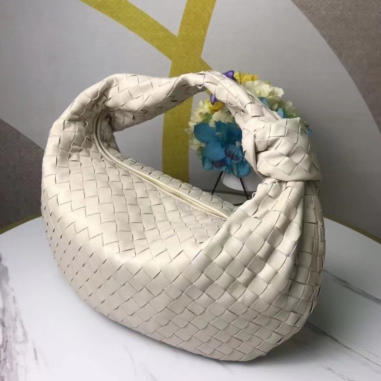 Bottega Veneta BV Jodie Small Bag In White Intrecciato Leather