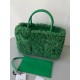 Bottega Veneta Arco Tote In Green Intrecciato Shearling