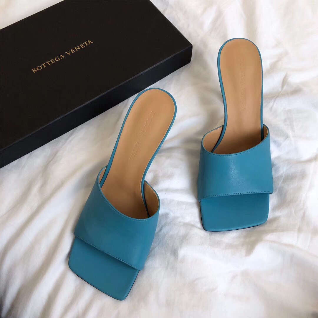 Bottega Veneta Stretch Mules 90mm In Blue Lambskin