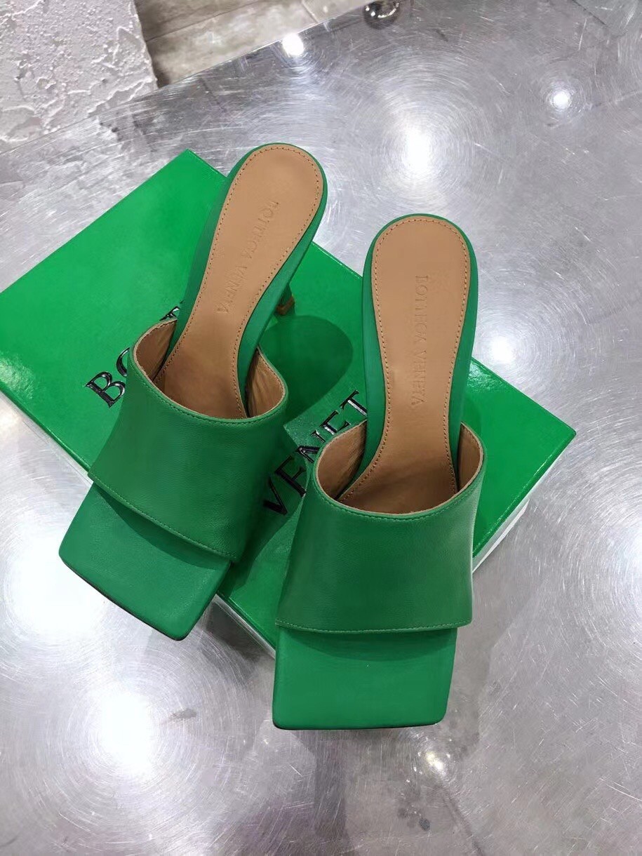 Bottega Veneta Stretch Mules 90mm In Green Lambskin