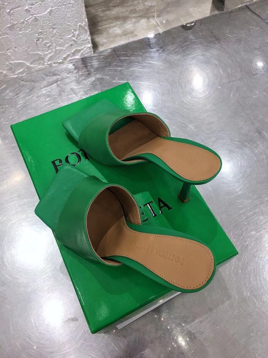 Bottega Veneta Stretch Mules 90mm In Green Lambskin